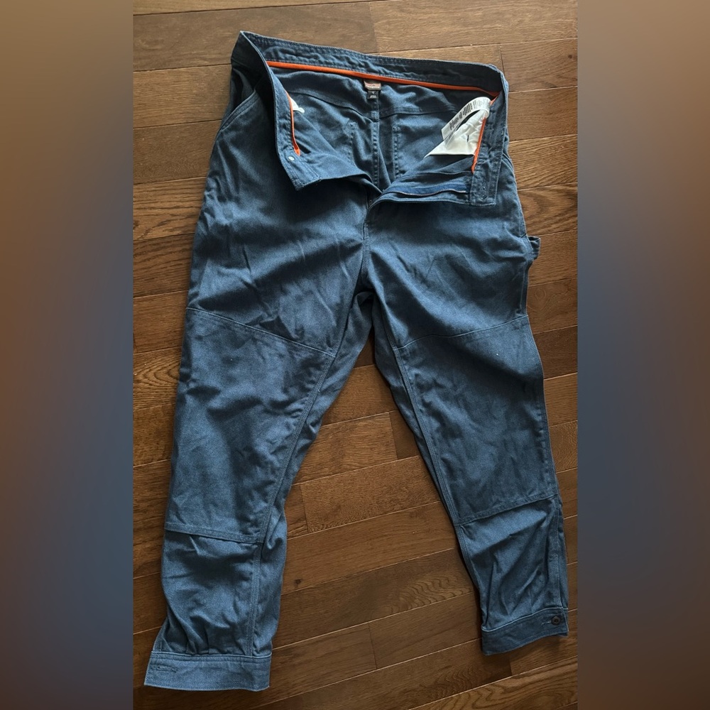 Patagonia Blue Trousers with Rust Accents